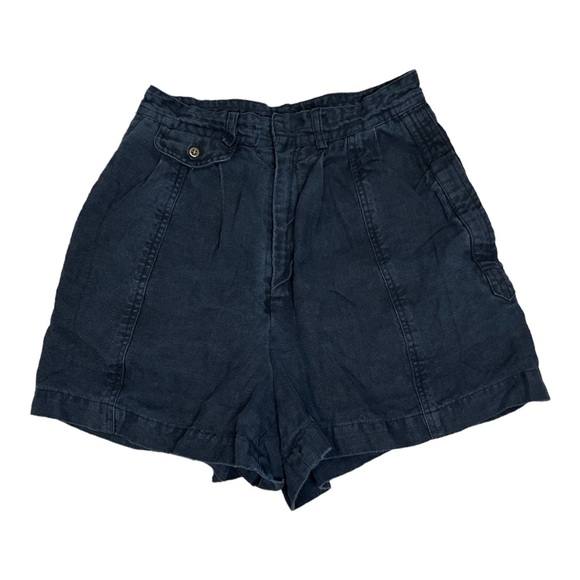Rachel Comey Black Linen High-Rise Shorts
